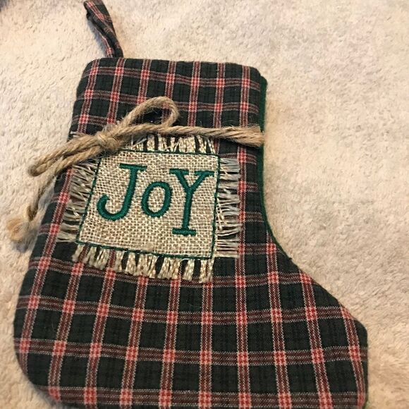 NWT Plaid Christmas Joy Mini Stocking Green Xmas Decor - Picture 8 of 16